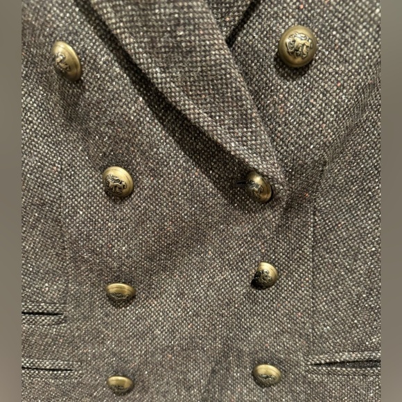 Banana Republic Tweed Military Style Brown/Olive Blazer size 2P old money D - Picture 7 of 11